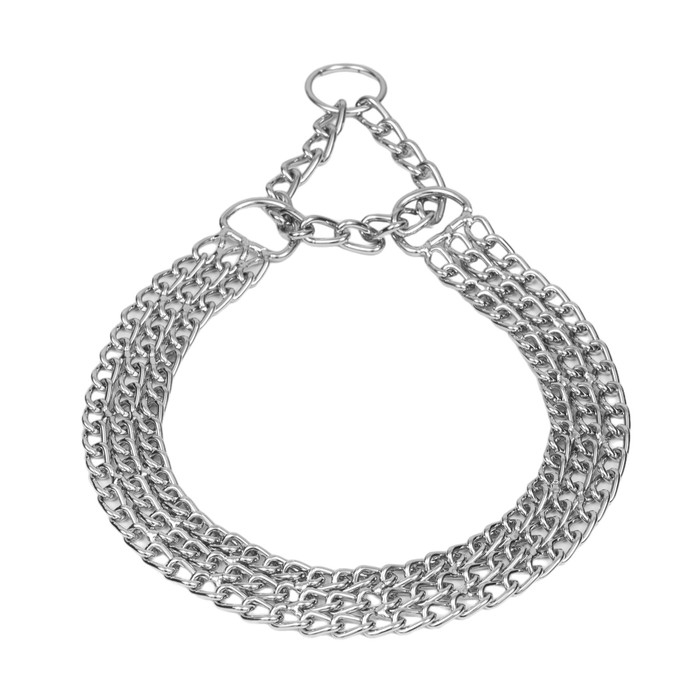 Ошейник - полуудавка металлический трехрядный, 60 см, толщина проволоки 2,5 мм Ошейник - полуудавка металлический трехрядный, 60 см, толщина проволоки 2,5 мм