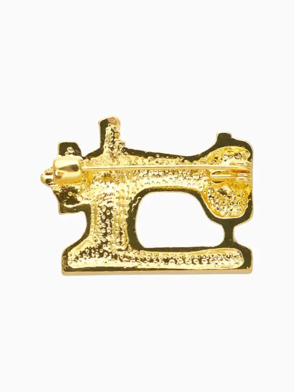 Брошь &laquo;Швейная машина с мотком ниток&raquo;, чёрная, белый в золоте