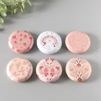 Шкатулка металл круглая "Рисунки на бежевом" набор 12 шт 6,8х6,8х1,7 см