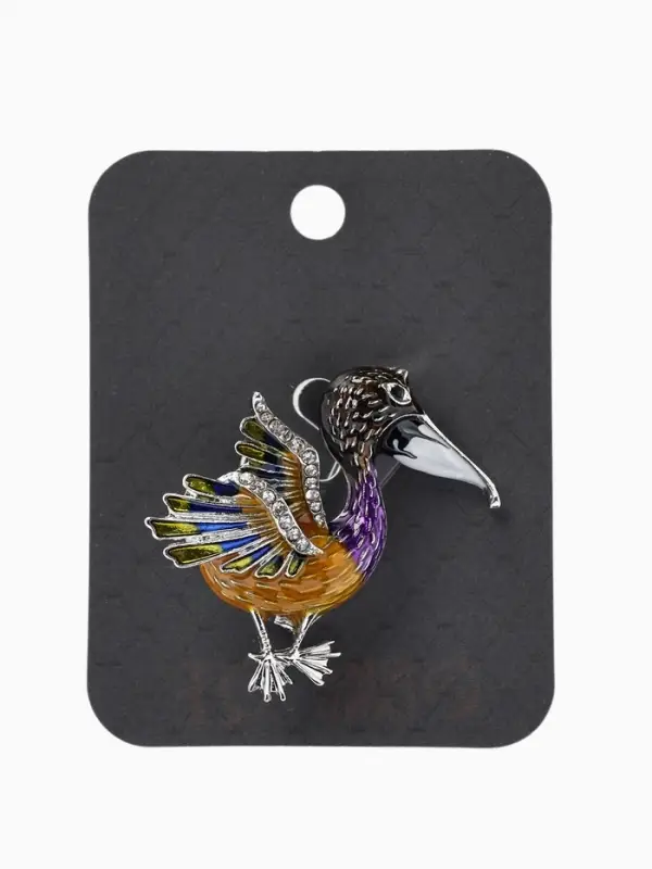 Брошь &laquo;Птица&raquo; пеликан, цветная в серебре