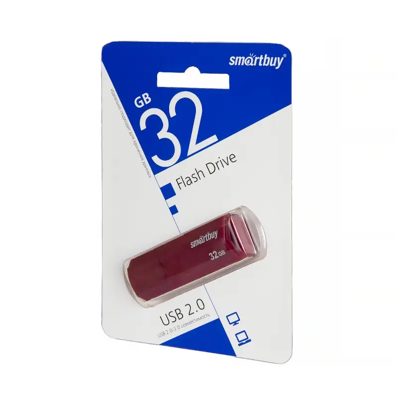 USB накопитель 32 GB USB 2.0 Smart Buy CLUE Burgundy (SB32GBCLU-BG)