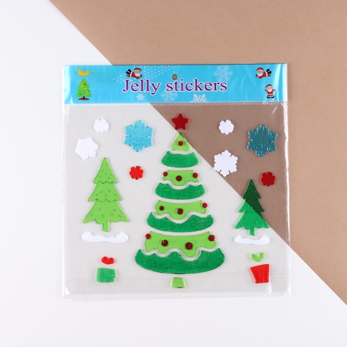 Наклейки на окна Наклейки на окна "Новогодние" зеленые ели, 25 х 30 см