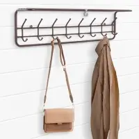 Вешалка настенная, с полкой, 8 крючков, 100 см, коричневая