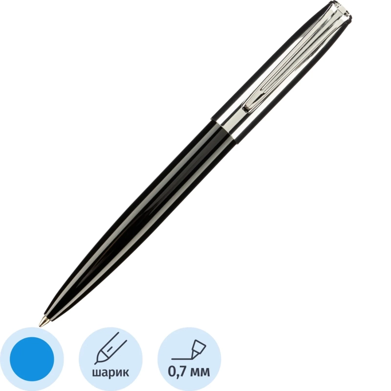Ручка шариковая NAPOLI 1.0мм,син, корп.черн-сереб/фут.черн, 20-0383-03/09