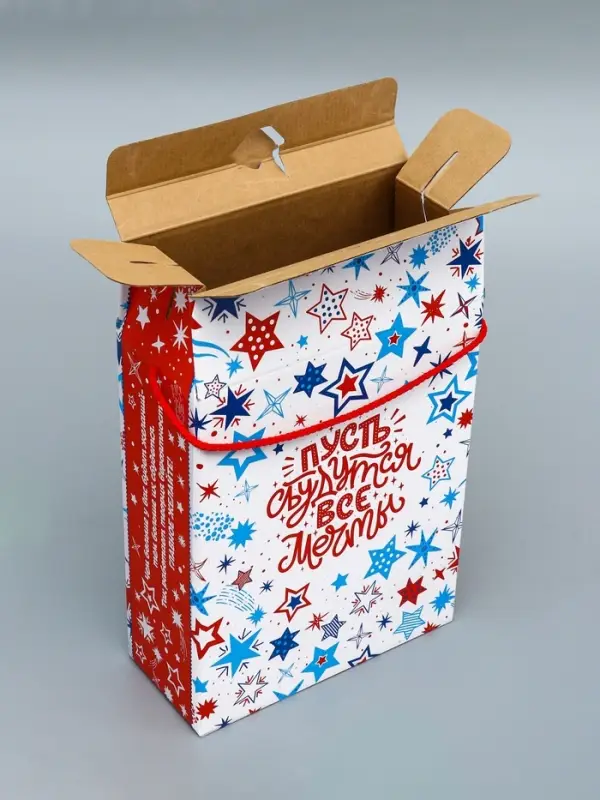 Коробка подарочная новогодняя «Звездная сумка» 22.5×34×10 см Коробка подарочная новогодняя «Звездная сумка» 22.5×34×10 см