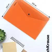 Папка-конверт на кнопке А4, 180 мкм, ErichKrause Glossy Neon, полупрозрачная, до 120 листов, МИКС