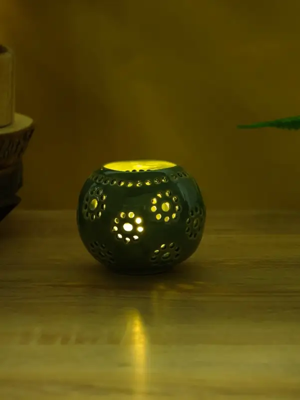 Аромалампа «Шар», 9×9×8 см, керамика, салатовая