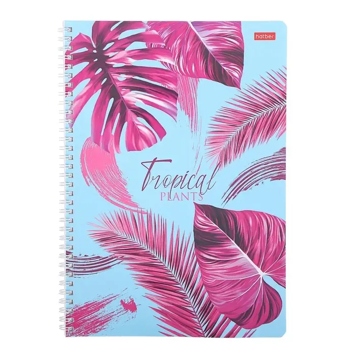 Тетрадь А4, 96 листов в клетку на гребне &laquo;Тропические листья&raquo;, обложка мелованный картон, блок офсет, МИКС