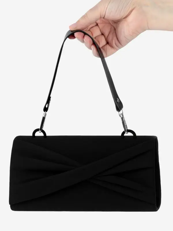 Ручка для сумки из натуральной кожи, с карабинами, 30 &plusmn; 2 см &times; 2.5 см, цвет чёрный/серебряный