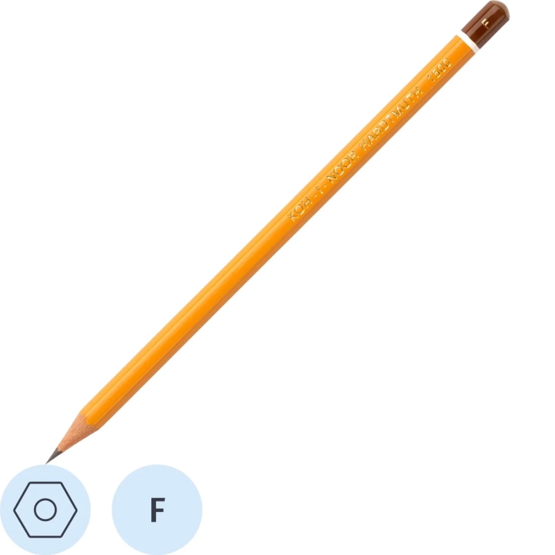 Карандаш чернографитный KOH-I-NOOR 1500, F, б/ласт,  150000F01170RU