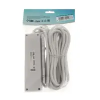 Удлинитель Luazon Lighting, 3 розетки, 7 м, 10 А, 2200 Вт, 3&times;0.75 мм2, с заземлением, с выключателем, белый