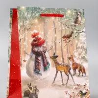 Пакет подарочный новогодний ламинированный, &laquo;Встреча друзей&raquo;, 18&times;10&times;22.3 см
