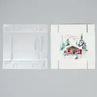 Коробка для макарун «С Новым годом!», акварельный рисунок, 12 х 12 х 3.5 см
