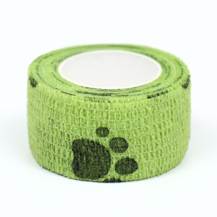 Бинт самофиксирующийся  Бинт самофиксирующийся "Лапки", 2,5 см, макс. растяжимость 4,5 м, салатовый
