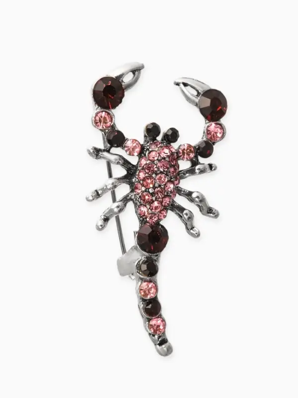 Брошь &laquo;Скорпион&raquo;, розовая, фиолетовый в черненом серебре