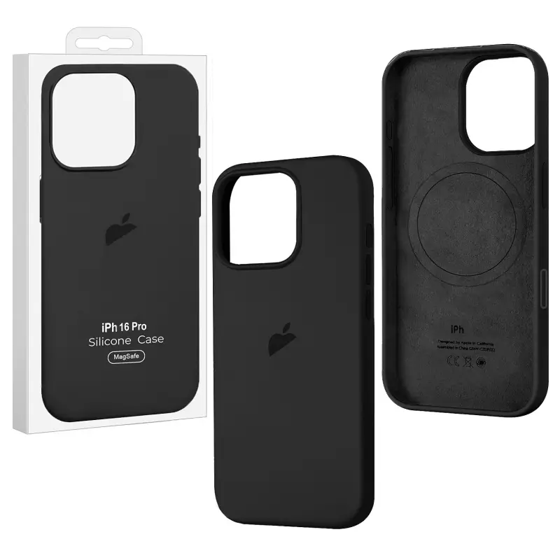 Чехол для iPhone 16 Pro Silicone Case 100% ORG (MagSafe + анимация NFC Clear) c LOGO Black