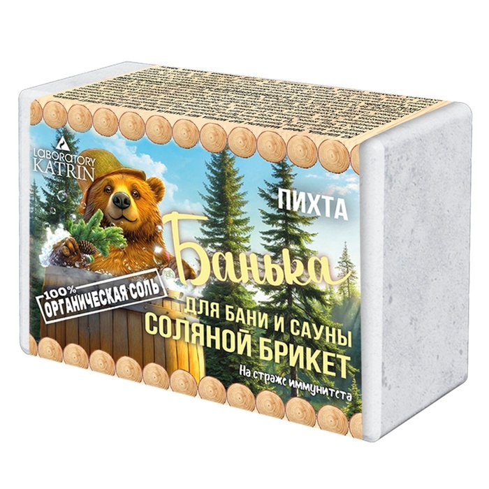 Соляной брикет для бани  Соляной брикет для бани "Банька" пихта, 500 г
