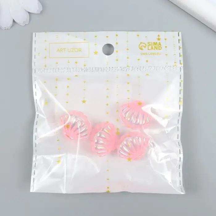 Декор для творчества пластик "Ракушка с жемчужиной" МИКС 1,5х2,2 см