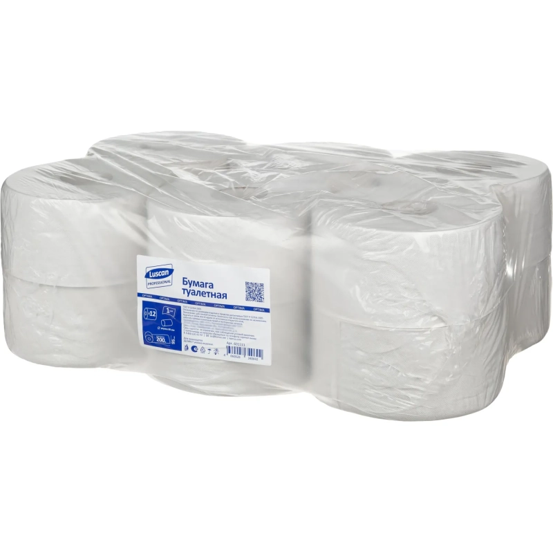 Бумага туалетная д/дисп Luscan Professional 1сл бел втор втул 200м 12рул/уп