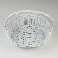 Корзина плетёная для хранения, лоза, овальная, с ручкой, белая, набор 4 шт.