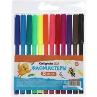 Фломастеры 12 цветов Calligrata kids, вентилируемый колпачок, блистер