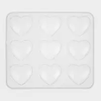 Форма для шоколада Доляна &laquo;Сердечки&raquo;, силикон, 20&times;17.5&times;0.6 см, 9 ячеек (5.5&times;5 см), прозрачная