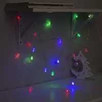 Гирлянда &laquo;Нить&raquo; 5 м с насадками &laquo;Шарики льда&raquo;, IP20, прозрачная нить, 20 LED, свечение мульти (RG/RB), мигание, 220 В