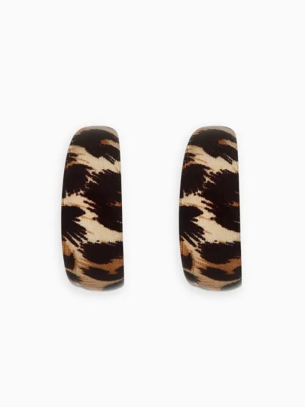 Серьги-кольца «Танзания» тёмный леопард, d=3,5 см , цветные Серьги-кольца «Танзания» тёмный леопард, d=3,5 см , цветные