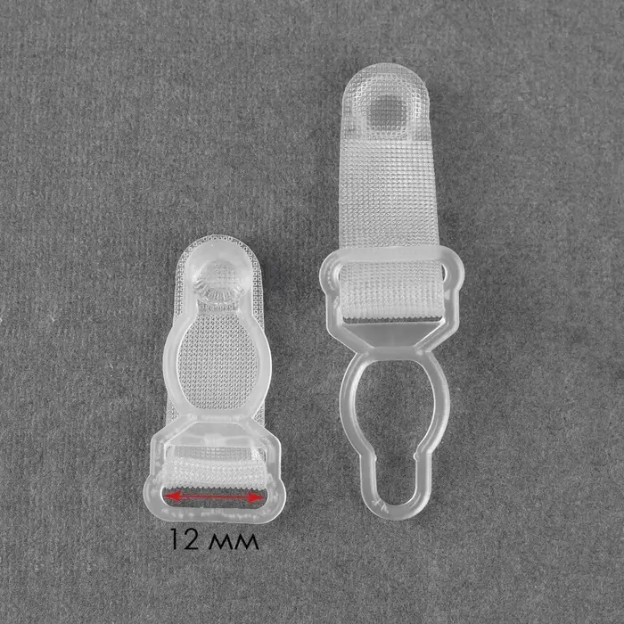 Застёжка для чулок, 12 мм, 4 шт., прозрачная Застёжка для чулок, 12 мм, 4 шт., прозрачная