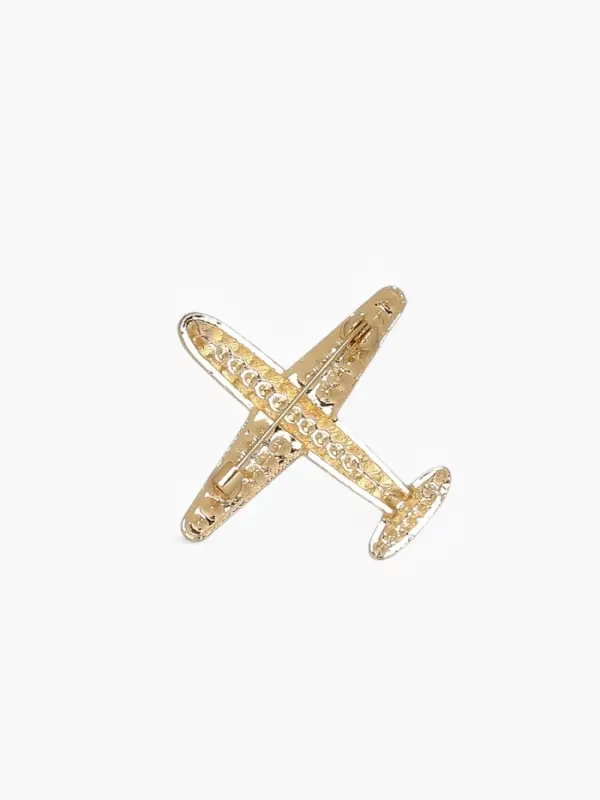 Брошь &laquo;Самолёт туристический&raquo;, белая в золоте