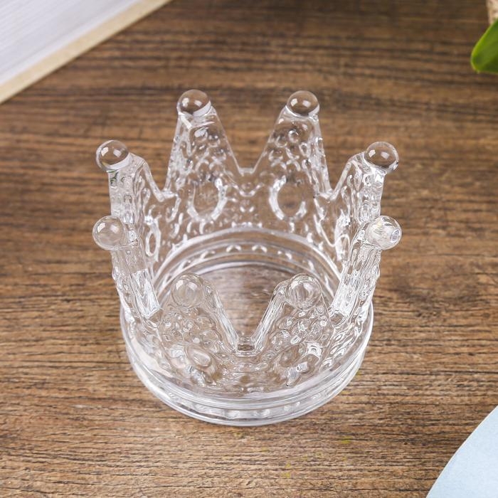 Подсвечник стекло на 1 свечу  Подсвечник стекло на 1 свечу "Корона" прозрачный 5х7х7 см