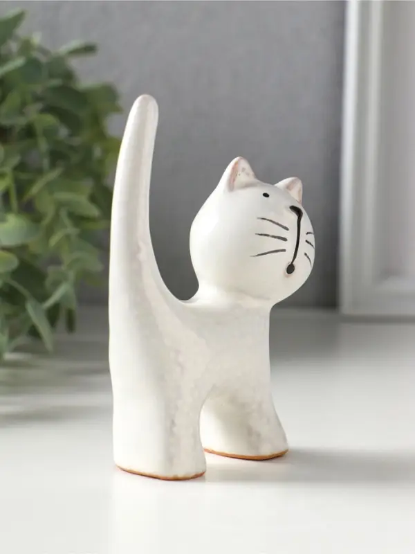 Сувенир керамика "Поющий серый кот" 7,6х3,6х10,6 см