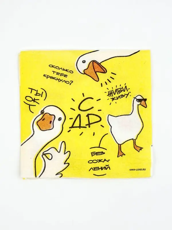 Салфетки бумажные однослойные «Гуси», 24х24 см, 50 шт Салфетки бумажные однослойные «Гуси», 24х24 см, 50 шт