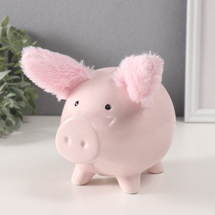 Копилка керамика Копилка керамика "Свинка с пушистыми ушками" 14,5х11,3х11,5 см