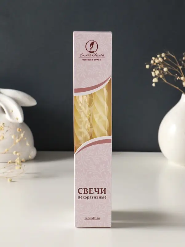 Набор свечей витых, 2,3х 24,5 см, 5 ч, 50 г, 2 штуки, слоновая кость