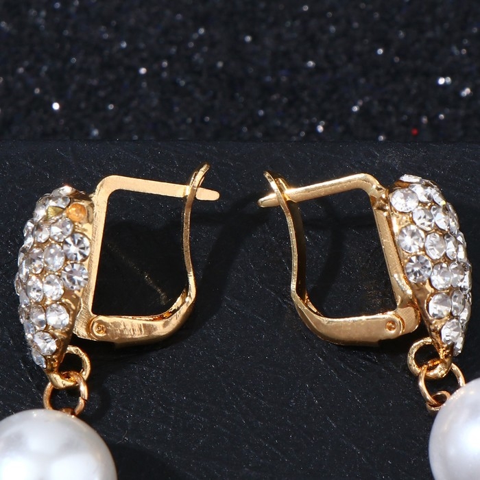 Серьги с жемчугом «Грейс» дорожка, цвет белый в золоте Серьги с жемчугом «Грейс» дорожка, цвет белый в золоте