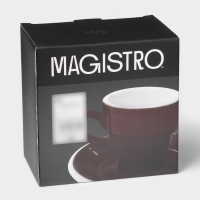 Кофейная пара фарфоровая Magistro Coffee time, 2 предмета: чашка 280 мл, блюдце d=15,5 см, цвет коричневый