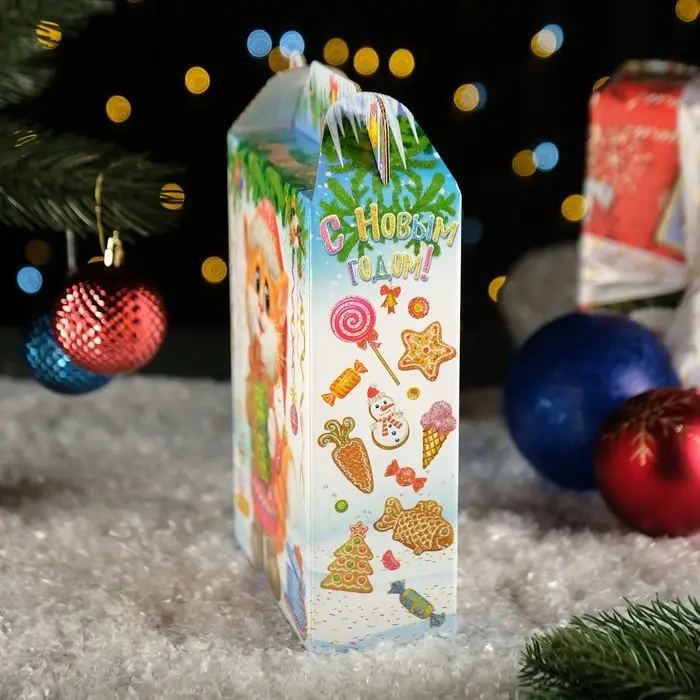 Подарочная коробка "Заяц - Кот" белый, 16×7.5×26 см