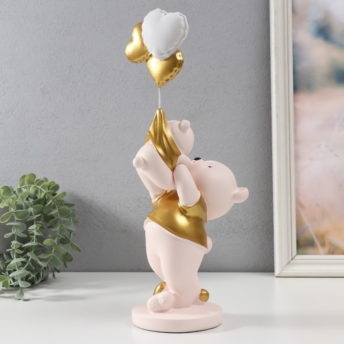 Сувенир полистоун Сувенир полистоун "Мишка держит медвежонка с шариками" 10х13х36 см