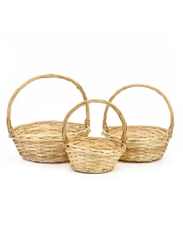 Корзина плетёная для хранения Rika, лоза, с ручкой, натуральная, набор 3 шт.