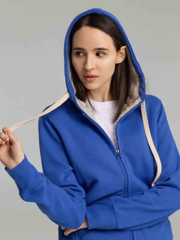 Толстовка унисекс на молнии Sherpa 280 ярко-синяя, размер XS Толстовка унисекс на молнии Sherpa 280 ярко-синяя, размер XS