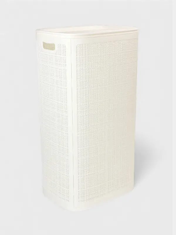 Плетёная корзина для белья с крышкой Плетёная корзина для белья с крышкой "Лён" 100л 43×32×80см, цвет белый