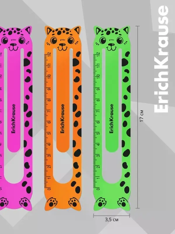 Набор из 4 закладок ErichKrause Matt Neon, фигурные, пластик, МИКС