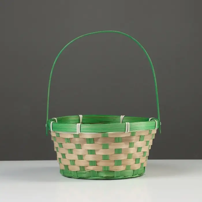 Корзина плетёная, бамбук, 21&times;21&times;10/24 см, зелёная