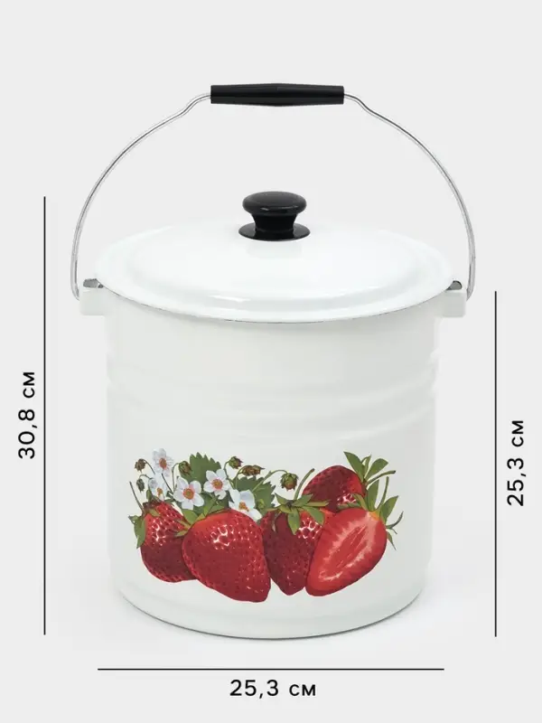 Ведро эмалированное, 12 л, с крышкой и ручкой, белое