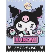 Блокнот А6 60 листов, на скрепке, Kuromi, обложка с гелевым наполнением, глиттер внутри