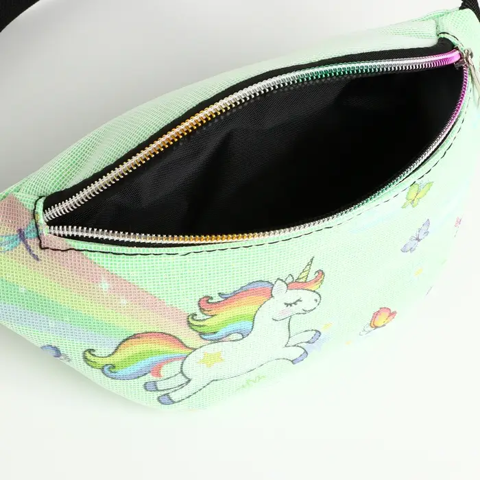 Сумка поясная детская на молнии &laquo;Выбражулька&raquo;, зелёная