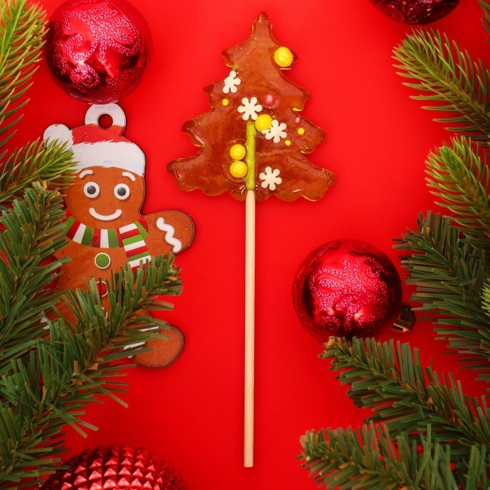 Новый год. Леденец "Ёлочка" с снежинками, 23 г