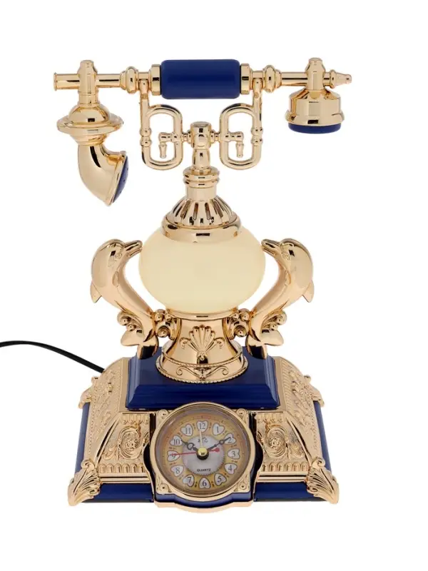 Часы-светильник &laquo;Ретро телефон&raquo;, синий, с будильником, 28.5&times;18&times;18 см