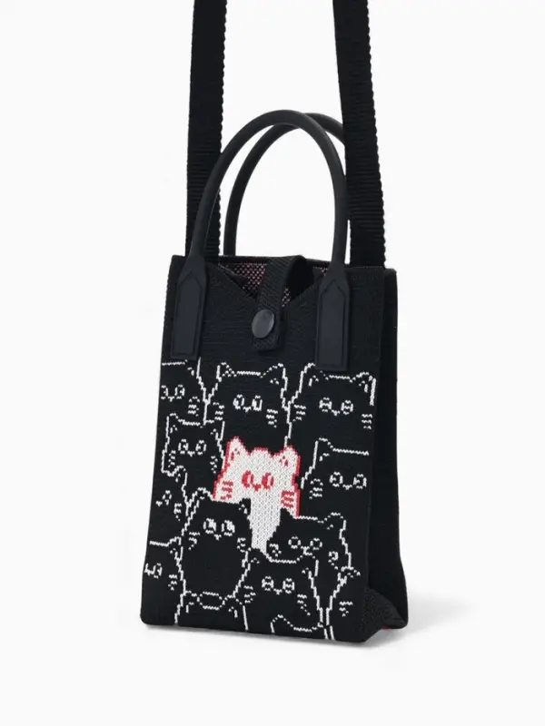 Сумка подр Коты, 12*4*17, отд на кнопке, дл ремень, черный Сумка подр Коты, 12*4*17, отд на кнопке, дл ремень, черный